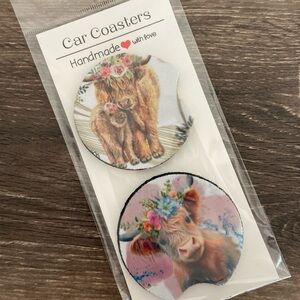 Floral Cow Car Coasters